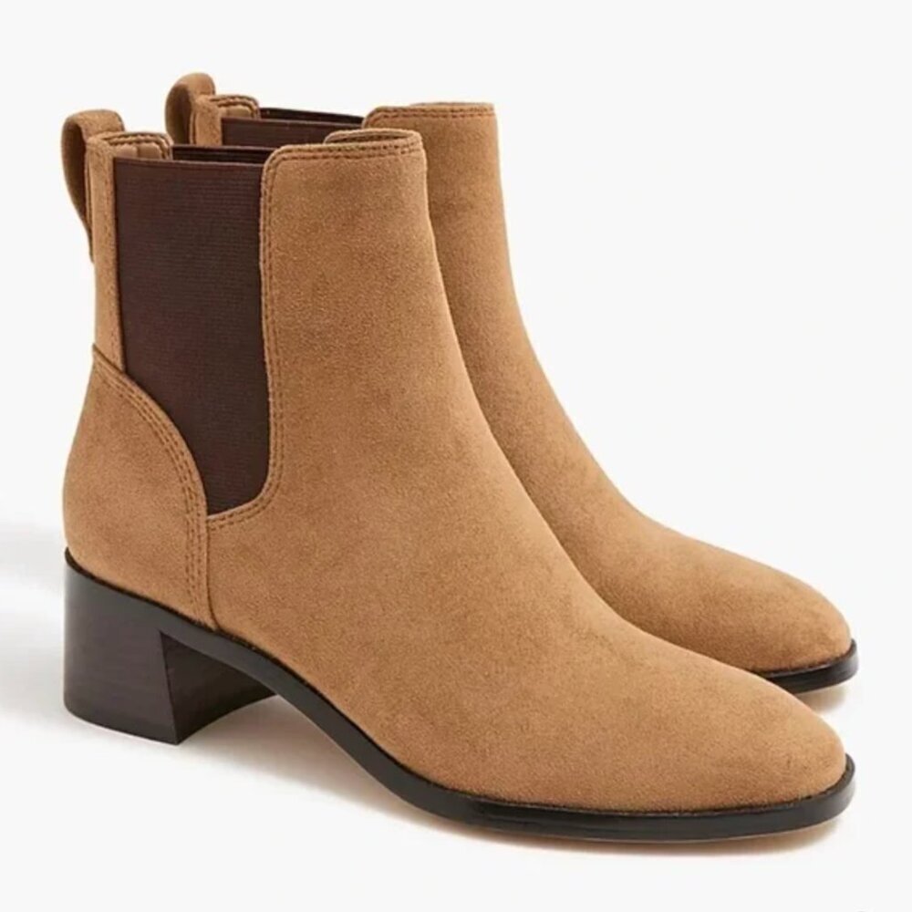 J. Crew Factory Sueded Chelsea Boots in Rich Coffee Brown, size 9.5